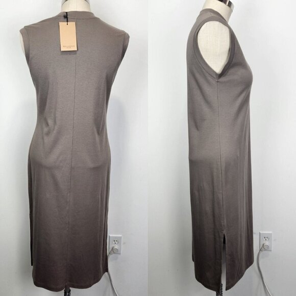 MM Lafleur NWT Alina 1.0 T-Shirt Dress M Pebble Gray Pima Cotton Midi Shift - Picture 2 of 8